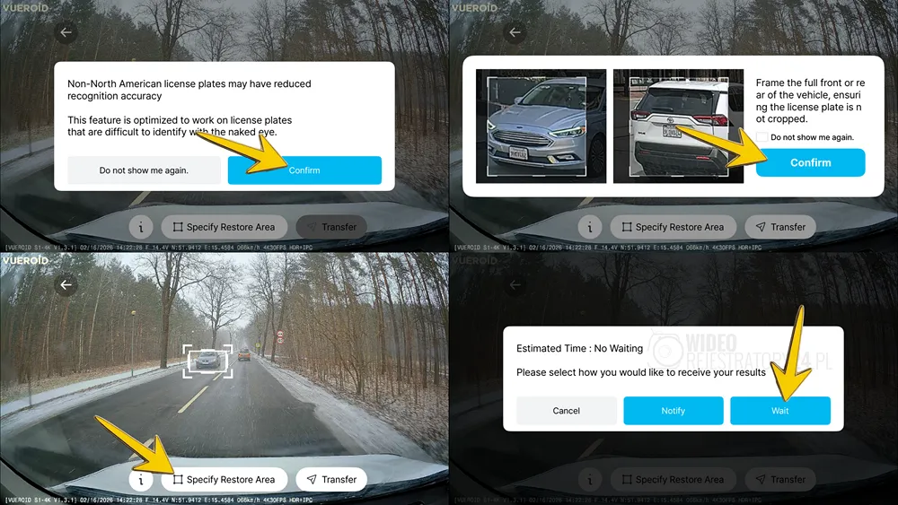 ai license plate restoration vueroid s1